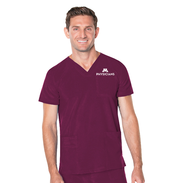 Men's V-Neck Scrub Top - XL, Maroon, M Physicians