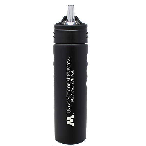LXG University of Minnesota Medical School Water Bottle / Straw 24 oz - Black