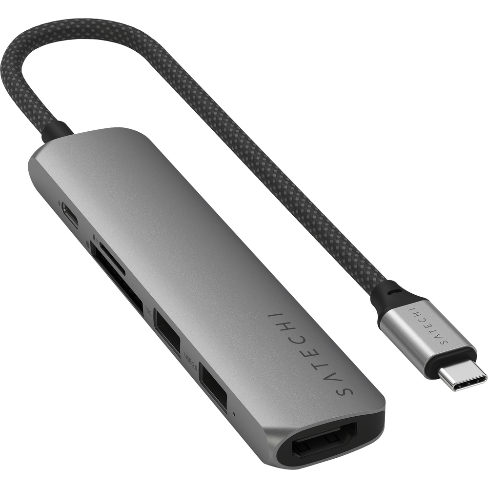 Satechi 6-in-1 USB-C Slim Multiport Adapter - Dark Gray / Charcoal