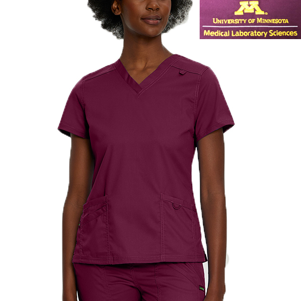 Women's Medical Lab Sciences 3 Pocket V-Neck Top - XS, Maroon