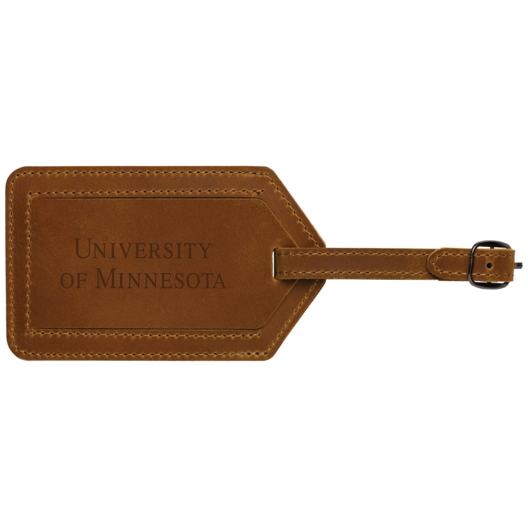 University of Minnesota Leather Luggage Tag  - Brown
