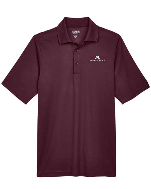 Men's Cool &amp; Dry Performance Short Sleeve Polo - S, Maroon, M Physicians