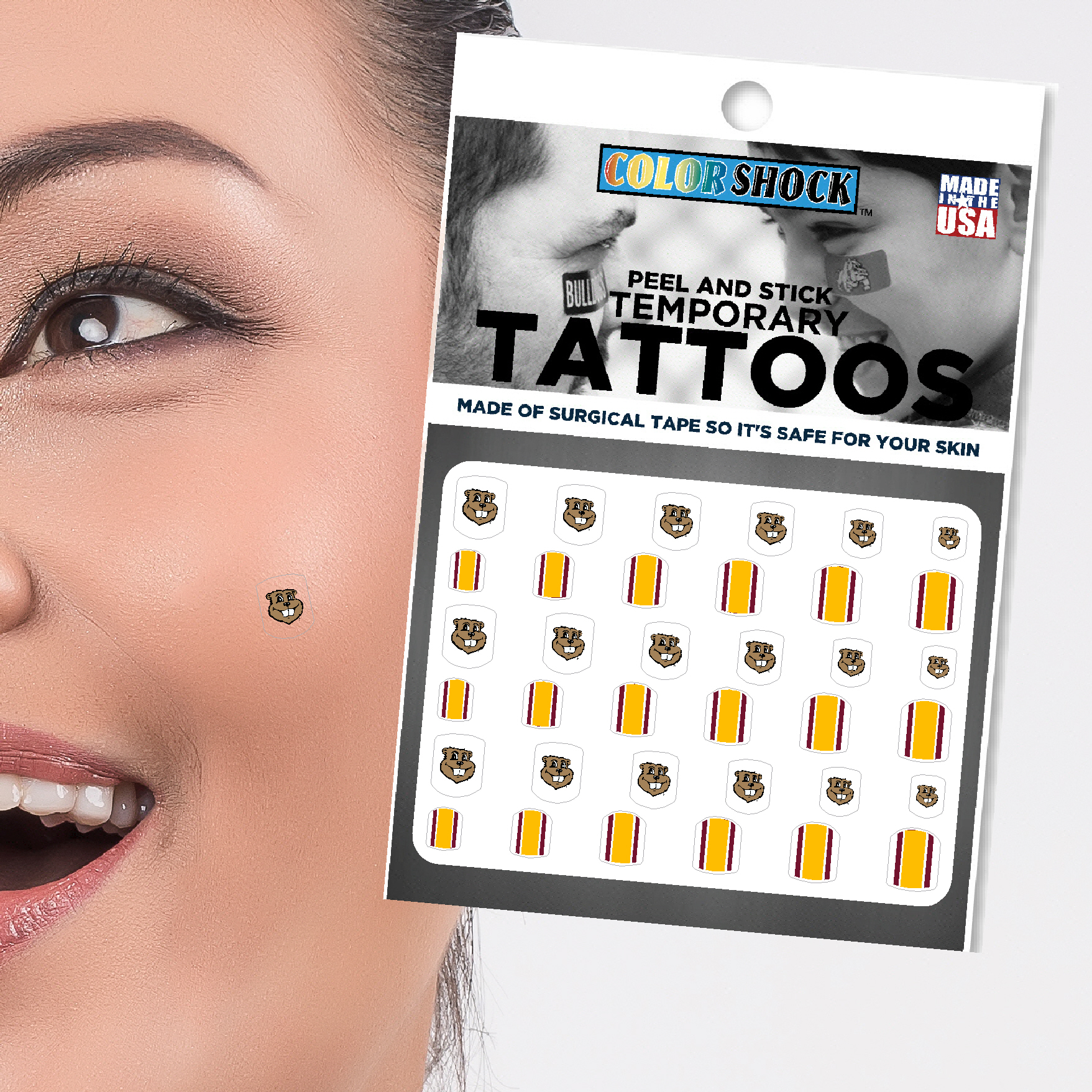 University of Minnesota Goldy Peel and Stick Tattoos  - Maroon