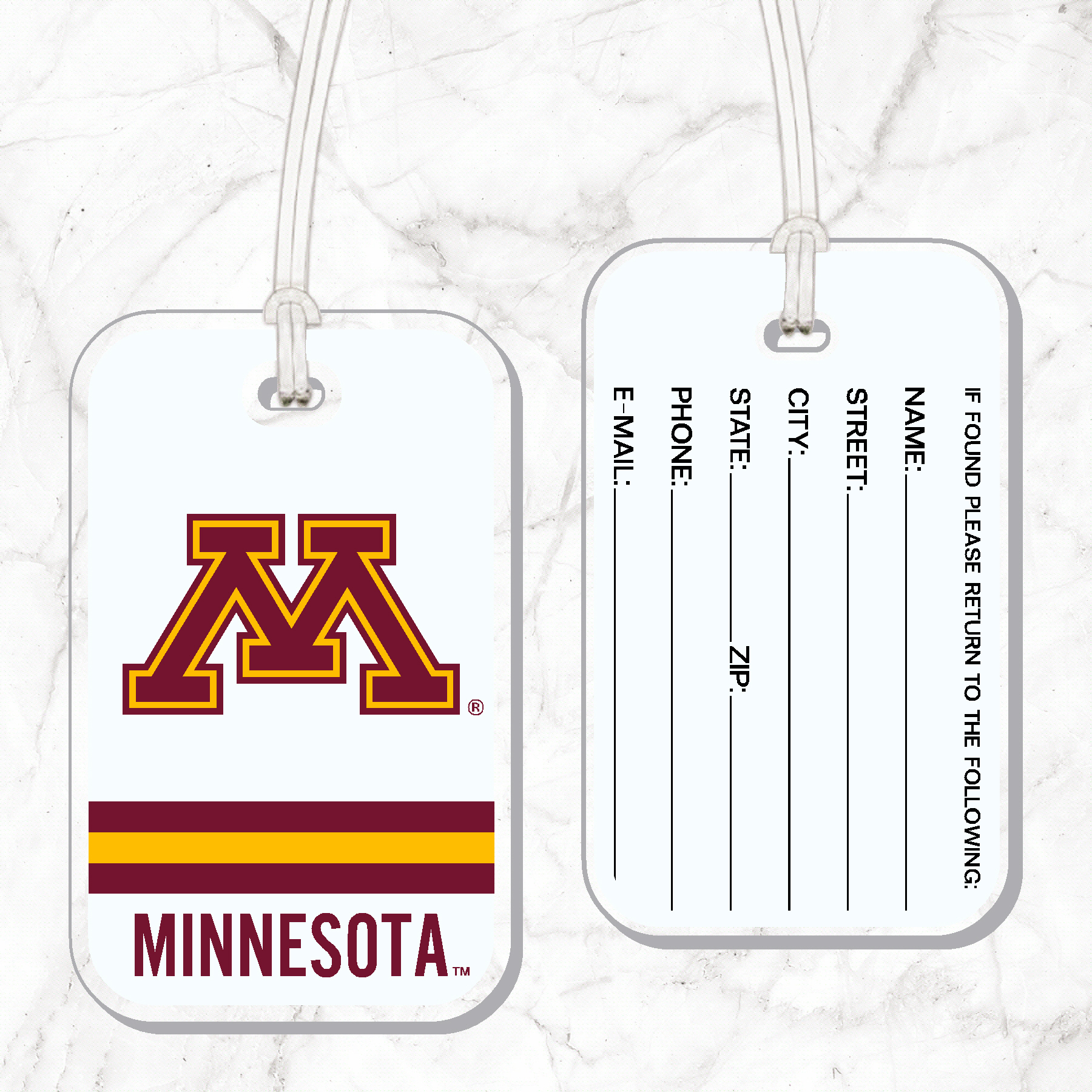 University of Minnesota M Luggage Tag - Clear