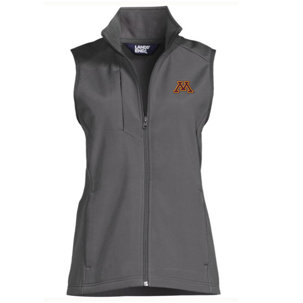 Lands' End University of Minnesota M Women's Soft Shell Vest - S, Gray