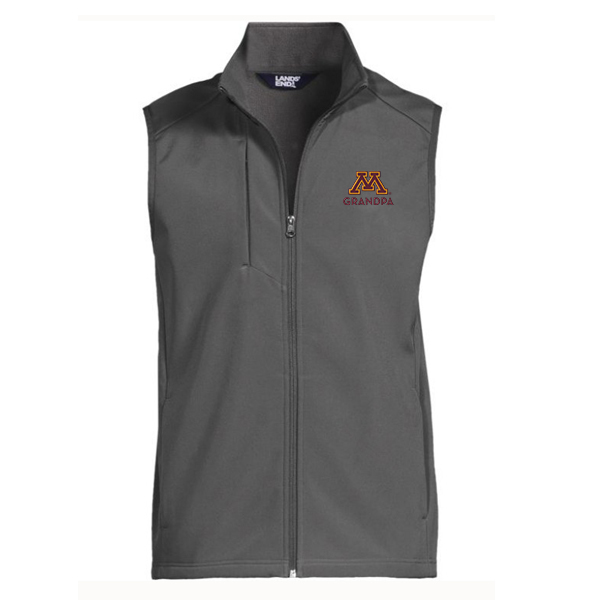Lands' End University of Minnesota Grandpa Men's Soft Shell Vest - S, Gray