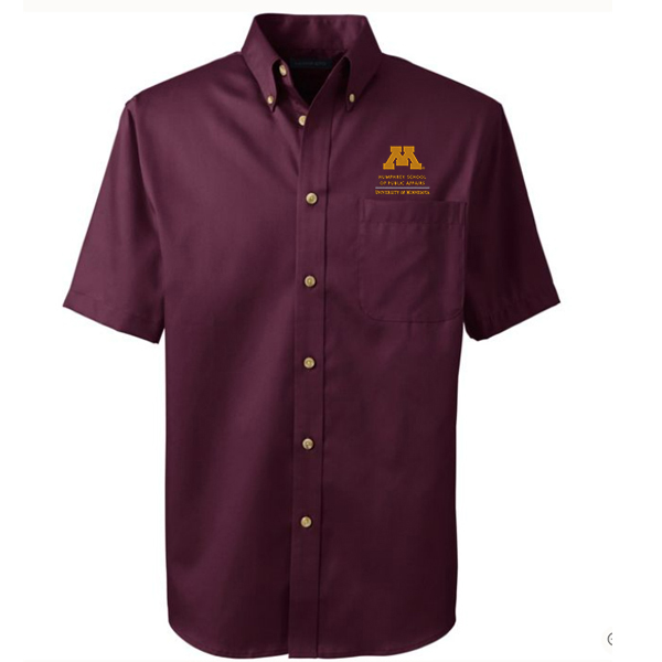 Lands' End Humphrey School of Public Affairs Men's Short Sleeve Twill Shirt - S, Maroon