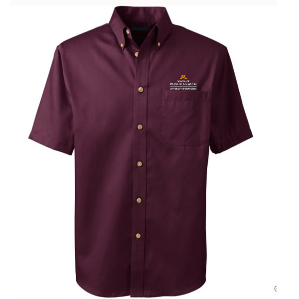 Lands' End School of Public Health Men's Short Sleeve Twill Shirt - S, Maroon
