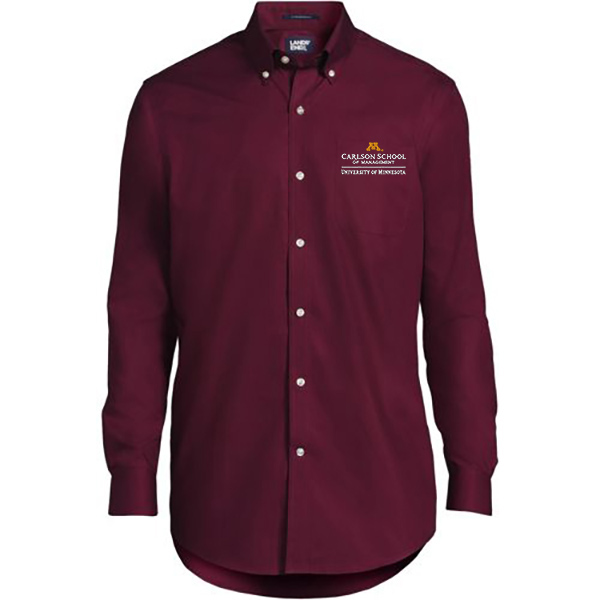 Lands' End Carlson School of Management Men's Button Down Shirt - 14.5x33 Regular, Maroon