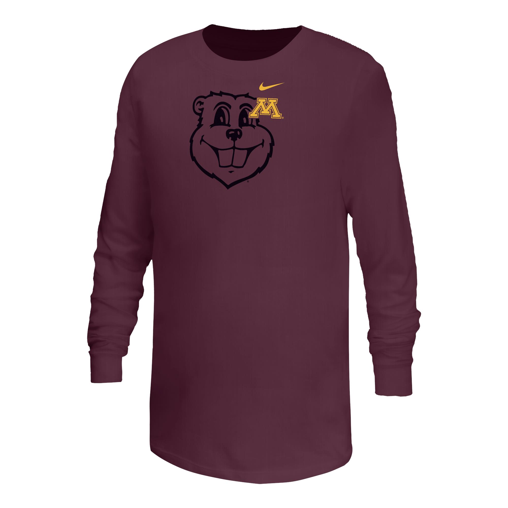 Nike University of Minnesota Youth Goldy Long Sleeve Tee  - M, Maroon