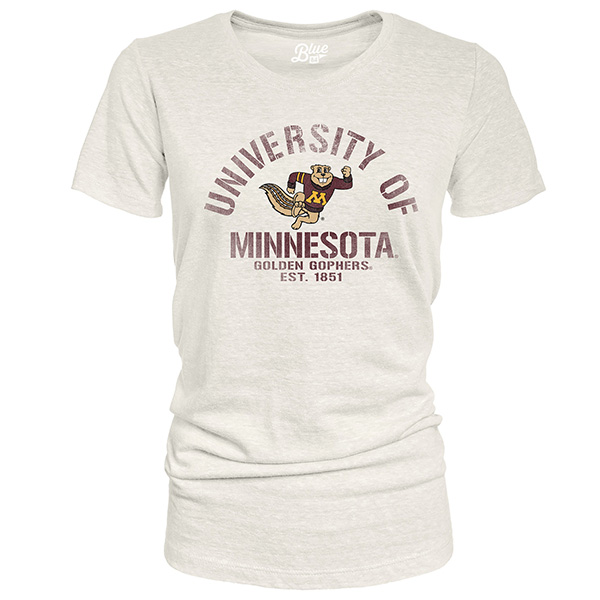 Blue 84 University of Minnesota Charging Goldy Women's Tee - S, Oatmeal / Khaki / Tan