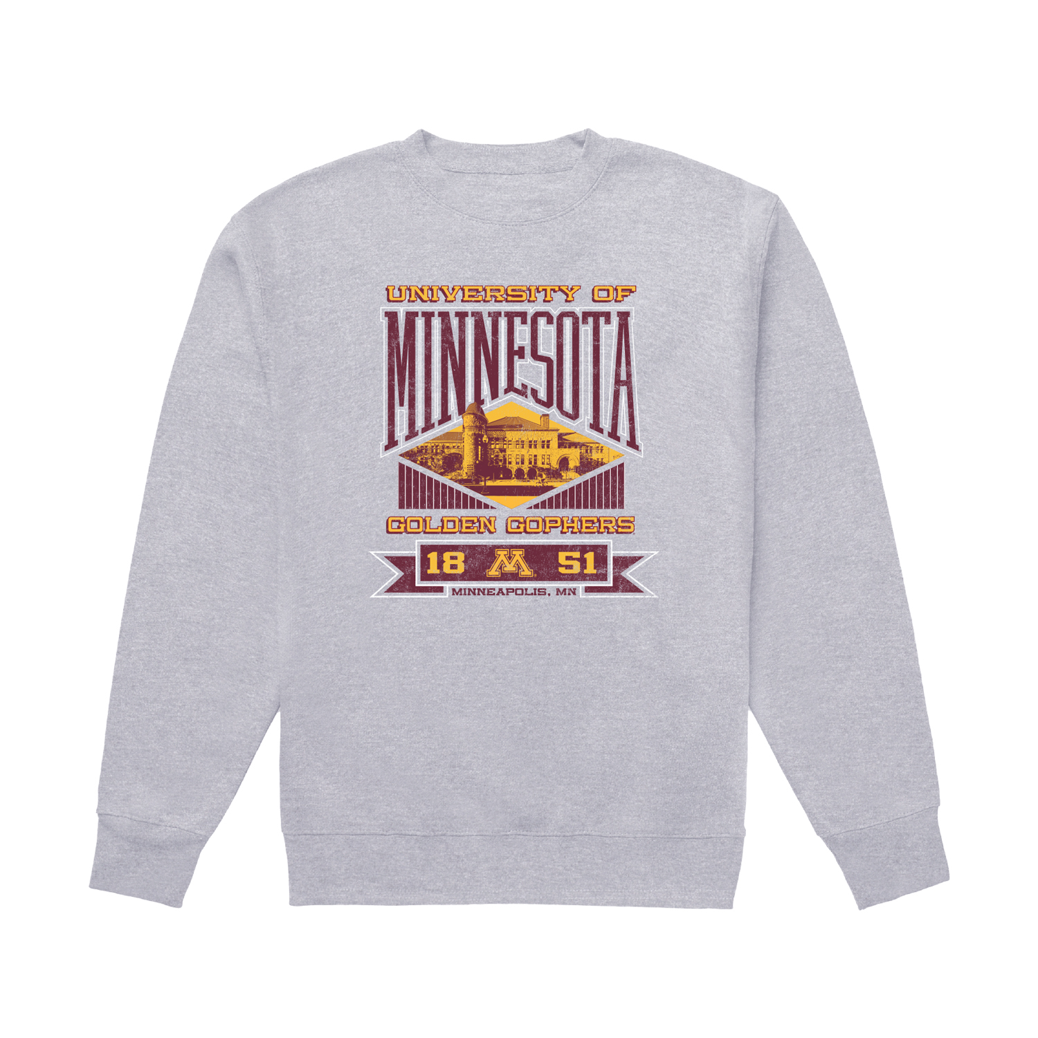 UScape University of Minnesota Pillsbury Hall Crewneck Sweatshirt  - S, Gray