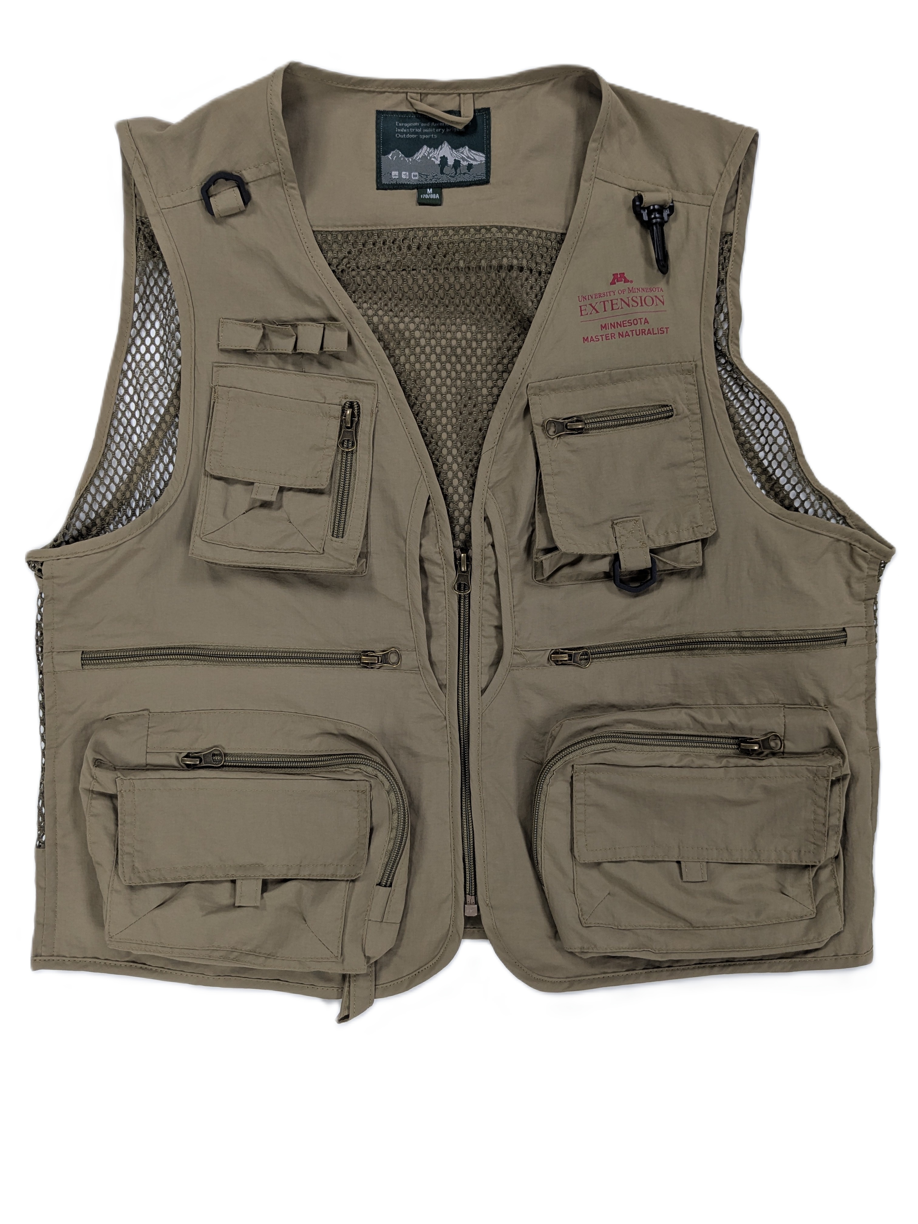 University of Minnesota Master Naturalist Fishing Vest  - S, Oatmeal / Khaki / Tan