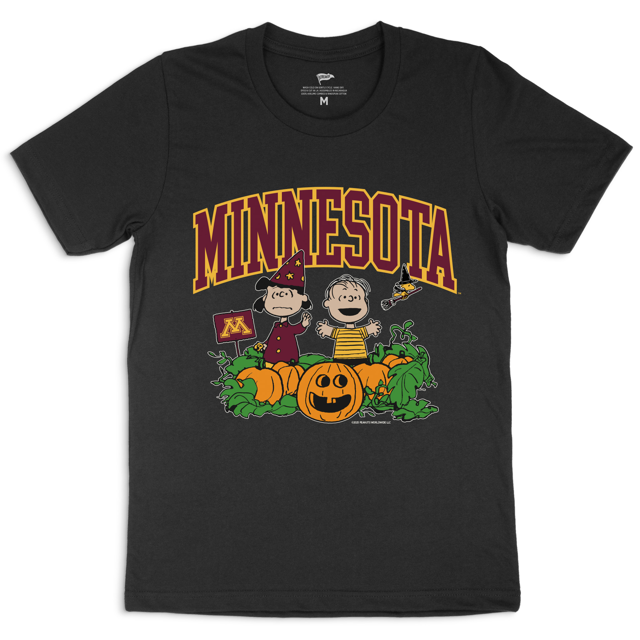 Streaker Sports Peanuts The Great Pumpkin University of Minnesota T-Shirt  - S, Black