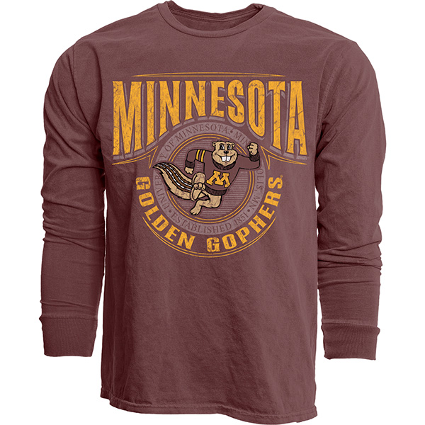 Blue 84 University of Minnesota Charging Goldy Long Sleeve Tee - S, Maroon