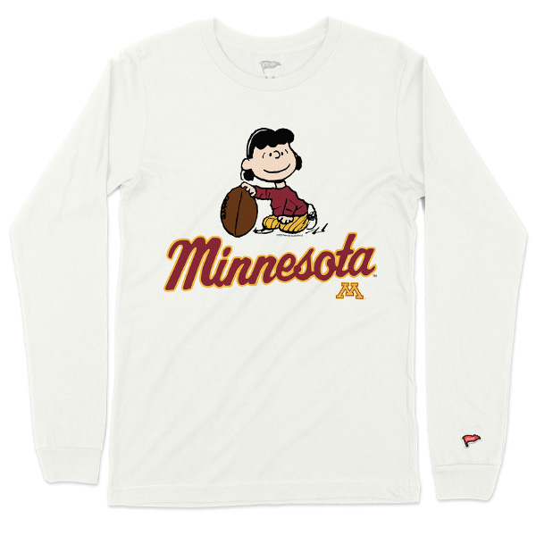 Streaker Sports Peanuts Football Lucy University of Minnesota Long Sleeve Tee  - S, White