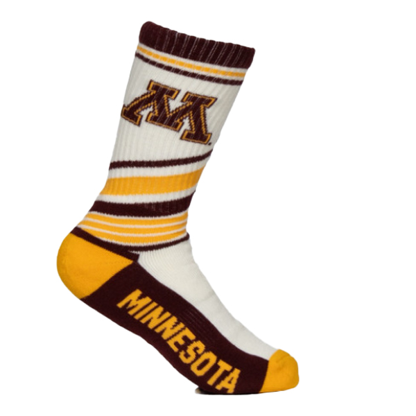 Jack and Sage University of Minnesota Striped Socks  - White