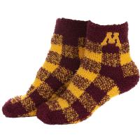 ZooZatz Buffalo Check  Fuzzy Sock - Maroon