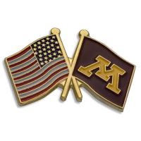 M and US Flag Lapel Pin - Gold