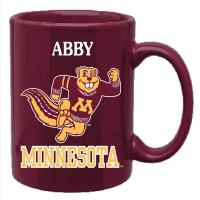 University of Minnesota Charging Goldy Name Mugs A through D - Abby, Maroon