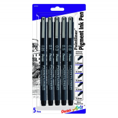 Pentel Asst. Pointliner Pigment Ink Pens 5Pk.