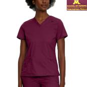 Women's Modern Nurse Anesthesia 3 Pocket V-Neck Top - S, School of Nursing, Anesthesia, Medical Laboratory Sciences - Wine