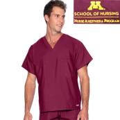 Unisex V-Neck Nurse Anesthesia Scrub Top - S, School of Nursing, Anesthesia, Medical Laboratory Sciences - Wine