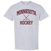 University of Minnesota Hockey T-Shirt - L, Silver / Light Gray