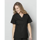 DT WonderWORK Unisex V-Neck Scrub Top - 2XS, School of Dentistry DT -  Black