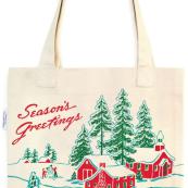 Cavallini Winter Wonderland Tote Bag - 13x17, White