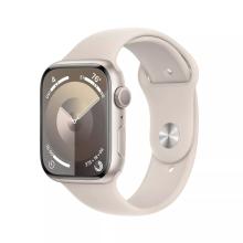 45mm Apple Watch S9 GPS w/ Starlight Aluminum Case, Starlight Sports Band S/M