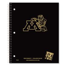 Leaning Gopher Black 1-Subject Spiral Notebook - Black