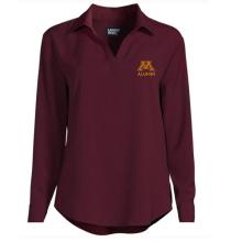 Lands' End University of Minnesota Alumni Women's Long Sleeve Polo Blouse - XS, Maroon
