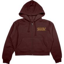 Blue 84 University of Minnesota Women's Cropped Full Zip Hoodie  - S, Maroon