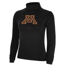 Nike University of Minnesota Women's Cropped Mock Top Long Sleeve Tee - 2XL, Black