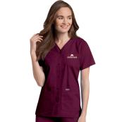 Women's Snap Front V-Neck Scrub Tunic - XS, Maroon, M Physicians