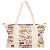 Julia Gash University of Minnesota Landmarks Canvas Weekend Tote Bag - Oatmeal / Khaki / Tan