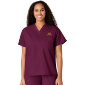 U of M Flexible Unisex V-Neck Scrub Shirt - S, Maroon