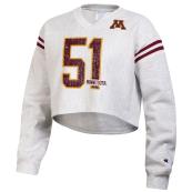Champion Reverse Weave University of Minnesota Women's Cropped Sweatshirt  - XS, Silver / Light Gray