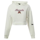 Hype & Vice University of Minnesota Women's Cropped Warm Up Hoodie  - S, White