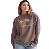Chicka-D University of Minnesota Women's Mock Neck Sweatshirt  - S, Brown